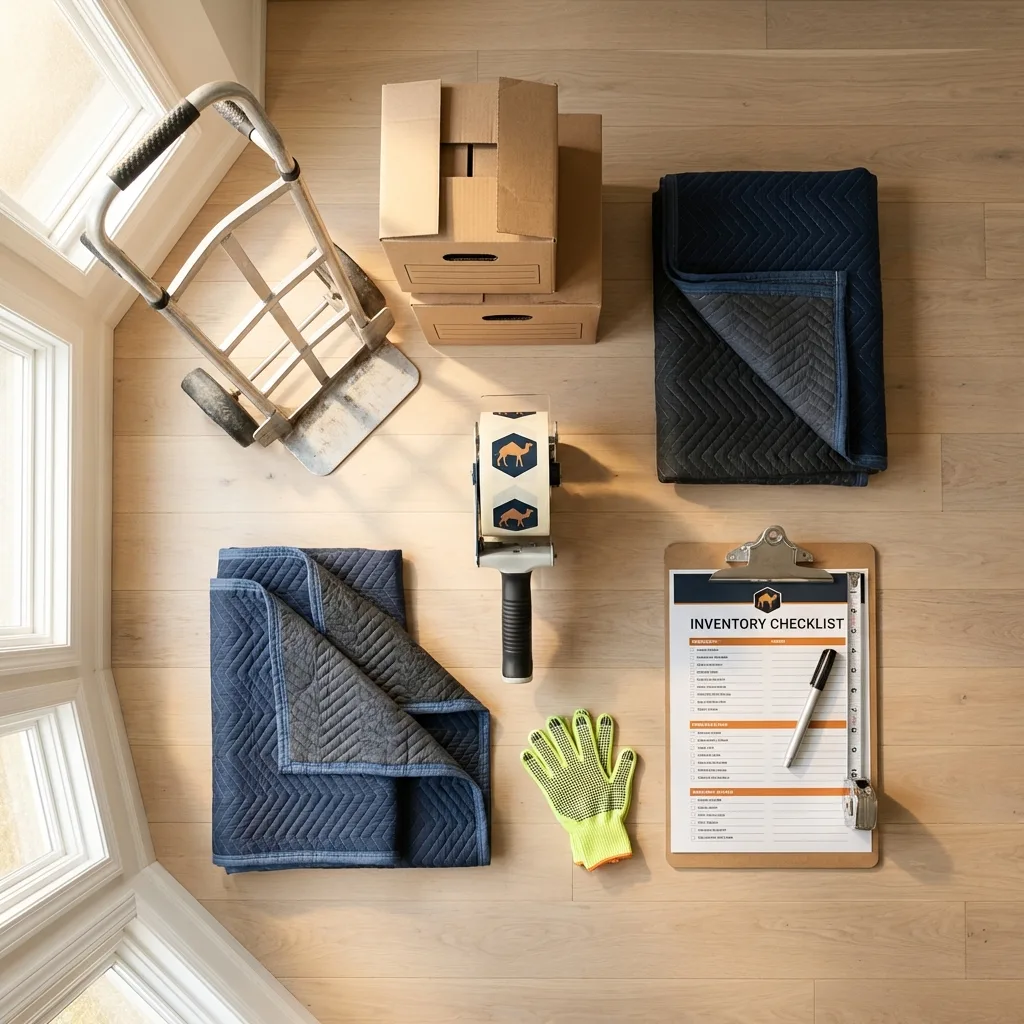 Professional moving supplies and packing materials layout for Terra Alta residential relocations