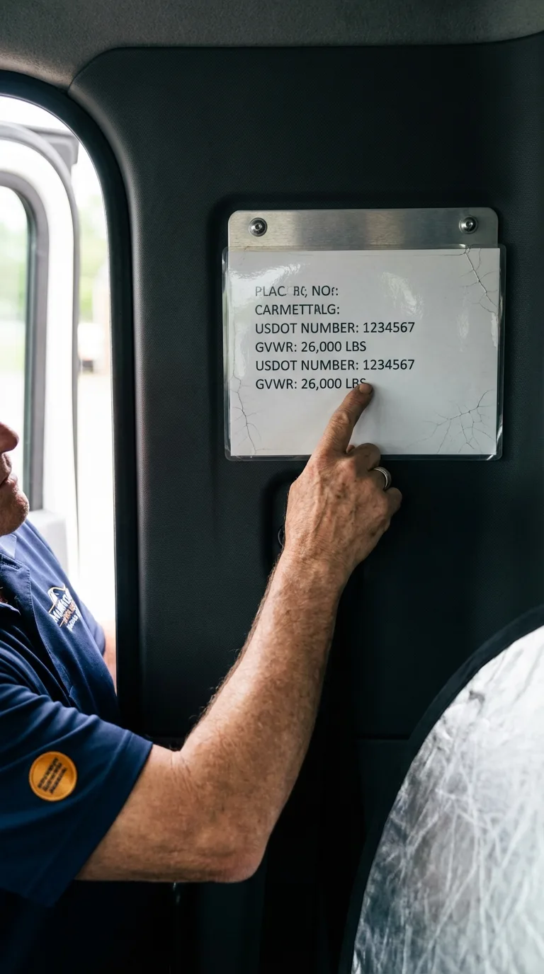 USDOT licensing placard verification in Terra Alta